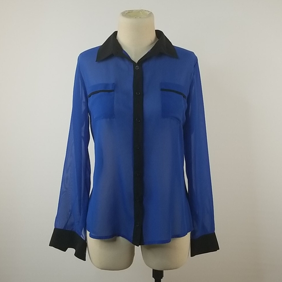 mine Tops - Mine blue sheer button down/3 for $25